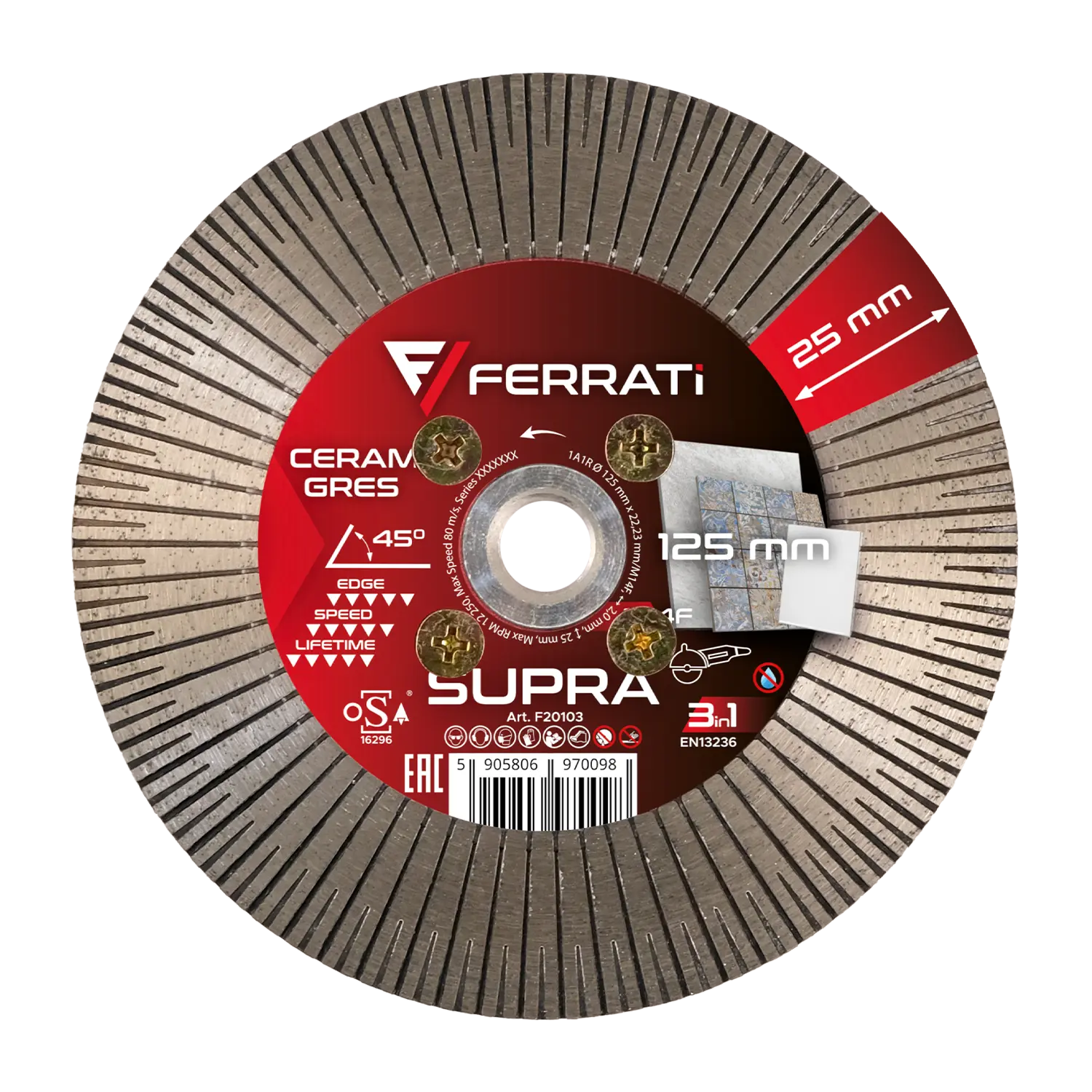 [F20103] Diamanttrenn- und Schleifscheibe 125 mm M14F SUPRA