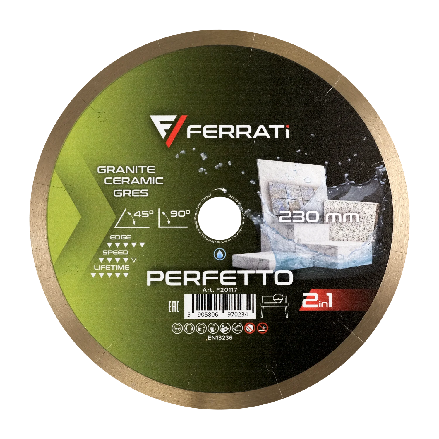 [F20117] 2in1 Diamanttrennscheibe 230mm PERFETTO